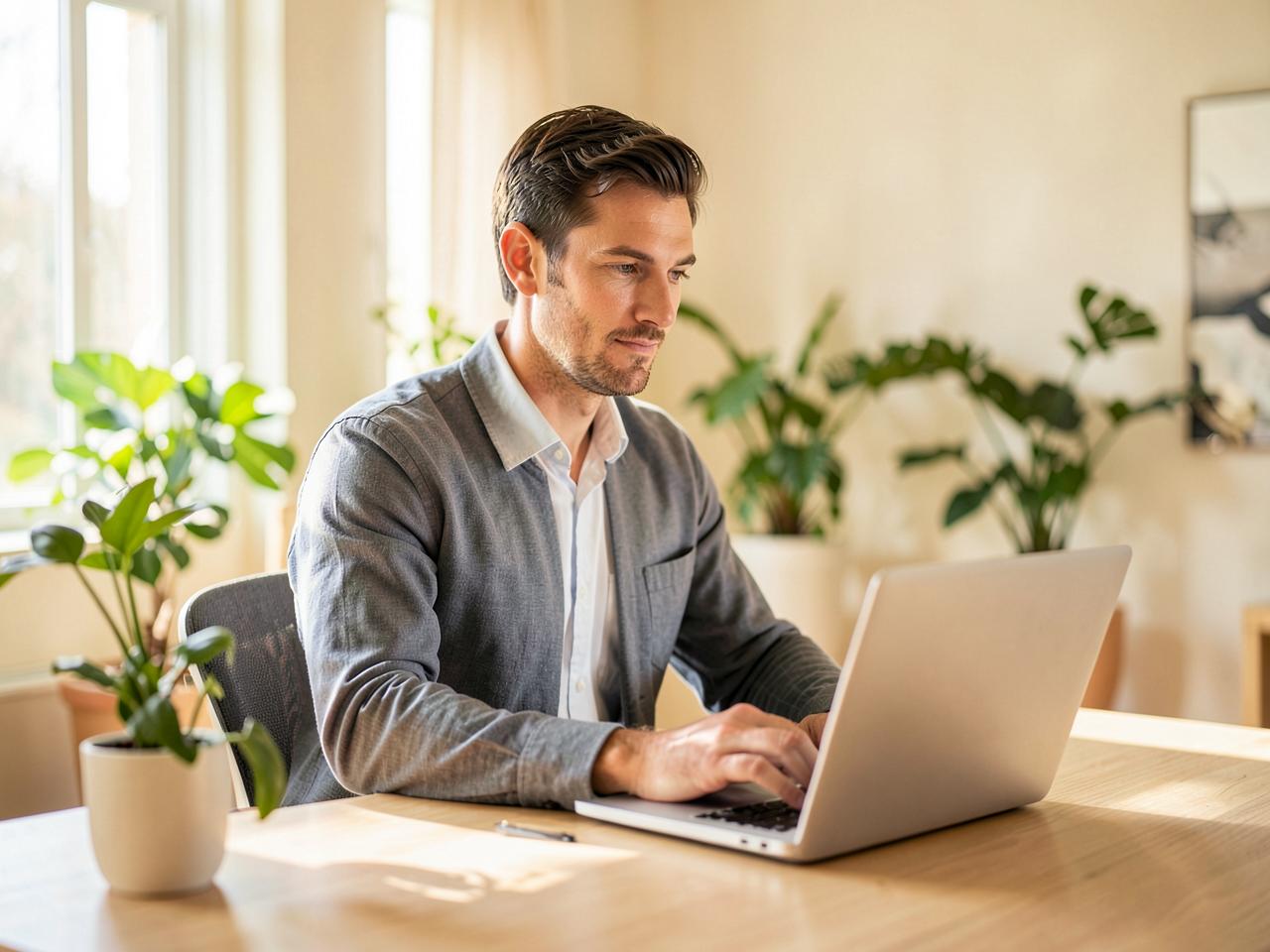 Accountant running an independent practice from a bright home office